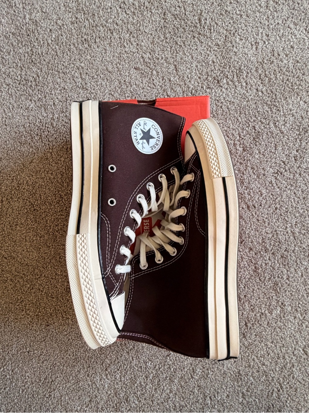 Converse High Top Sneakers - Dark Brown Canvas with White Trim